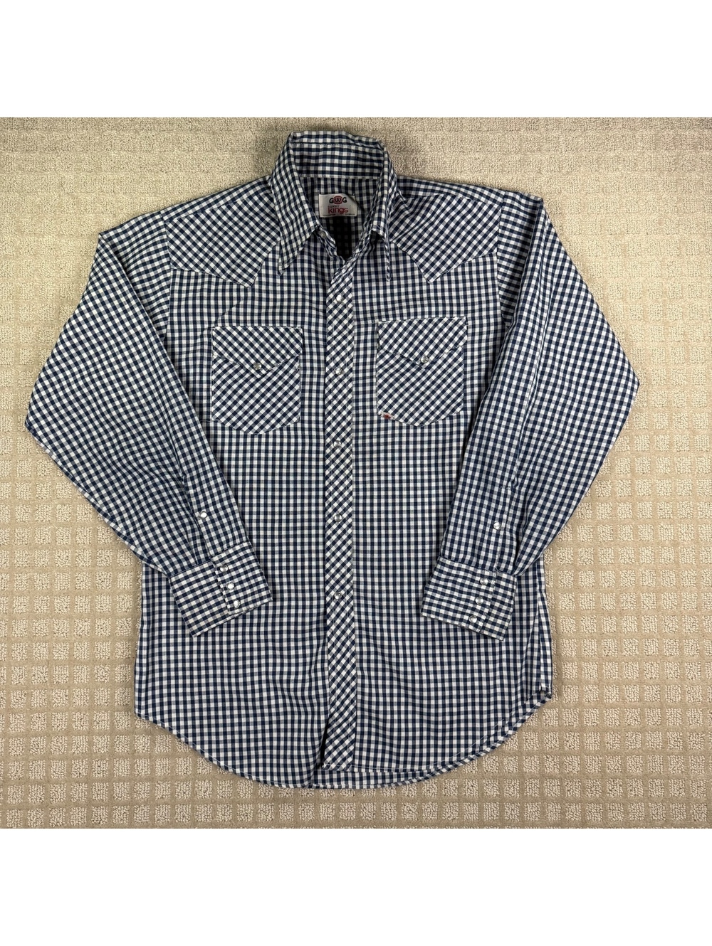 GWG 1970s Cowboy Kings Pearl Snap Gingham western shirt L